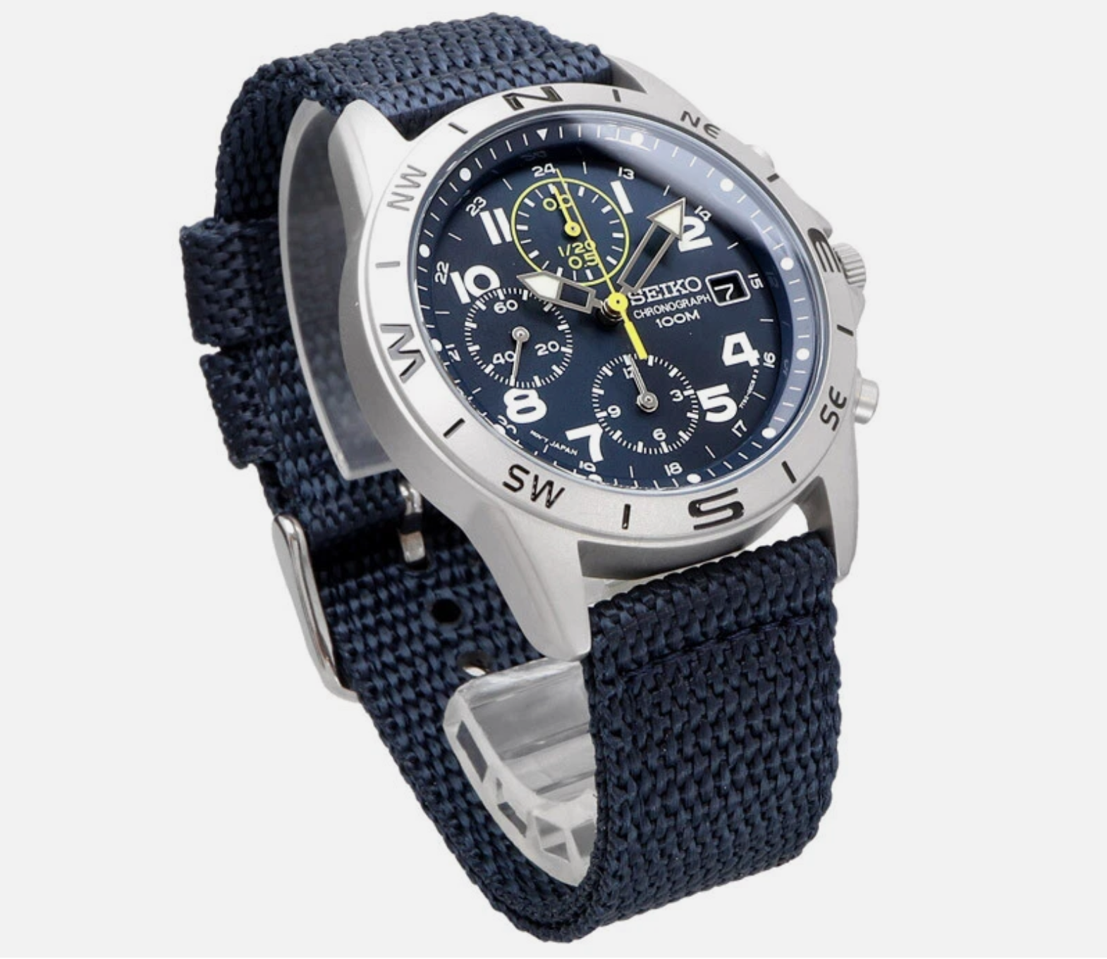 Seiko Chronograph Blue Nylon Watch SND379R