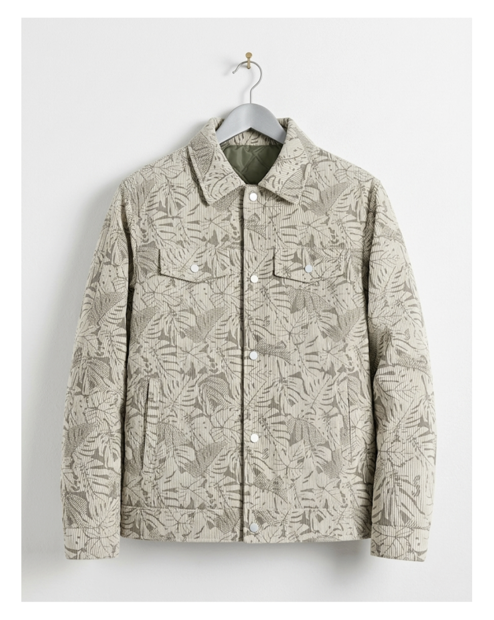 Leaf Print Corduroy Jacket