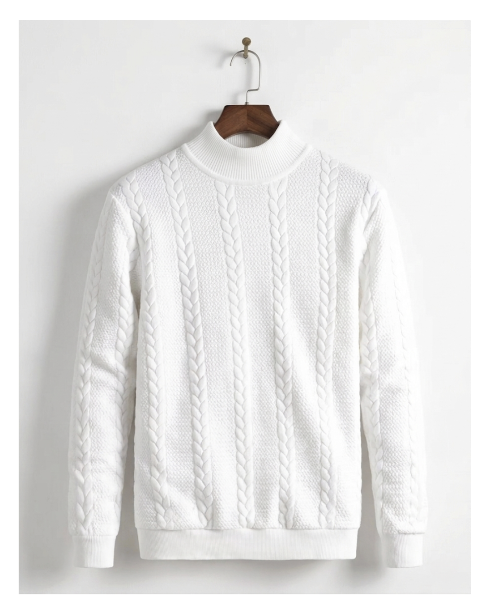 Cable Knit White Sweater