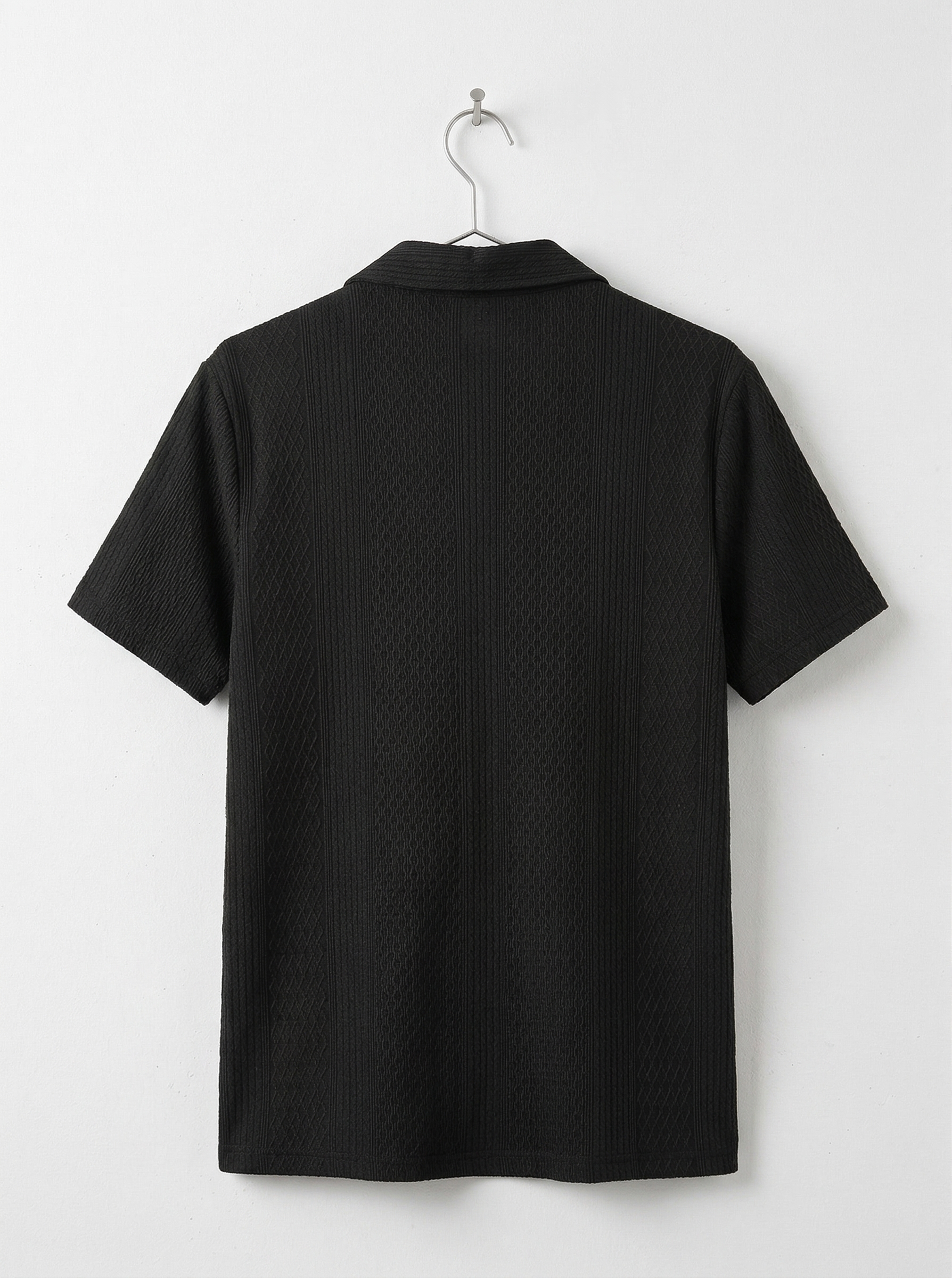 White Textured Short Sleeve Shirt