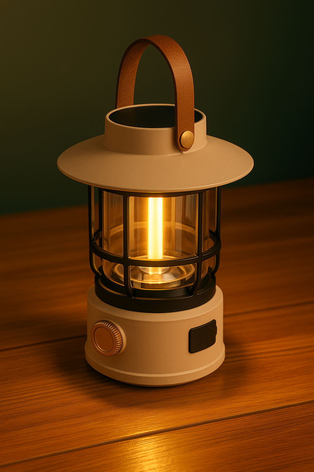 Retro Matte LED Camping Lantern with Solar