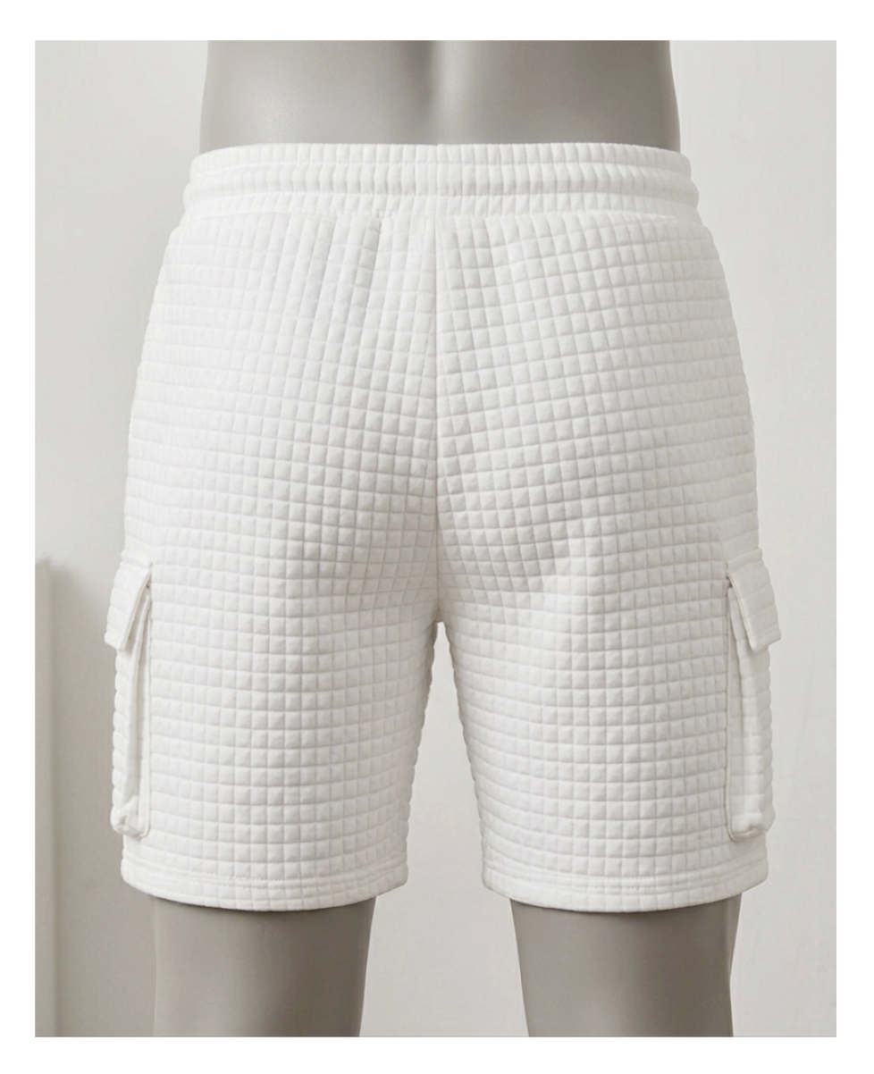 Quilted White Cargo Shorts