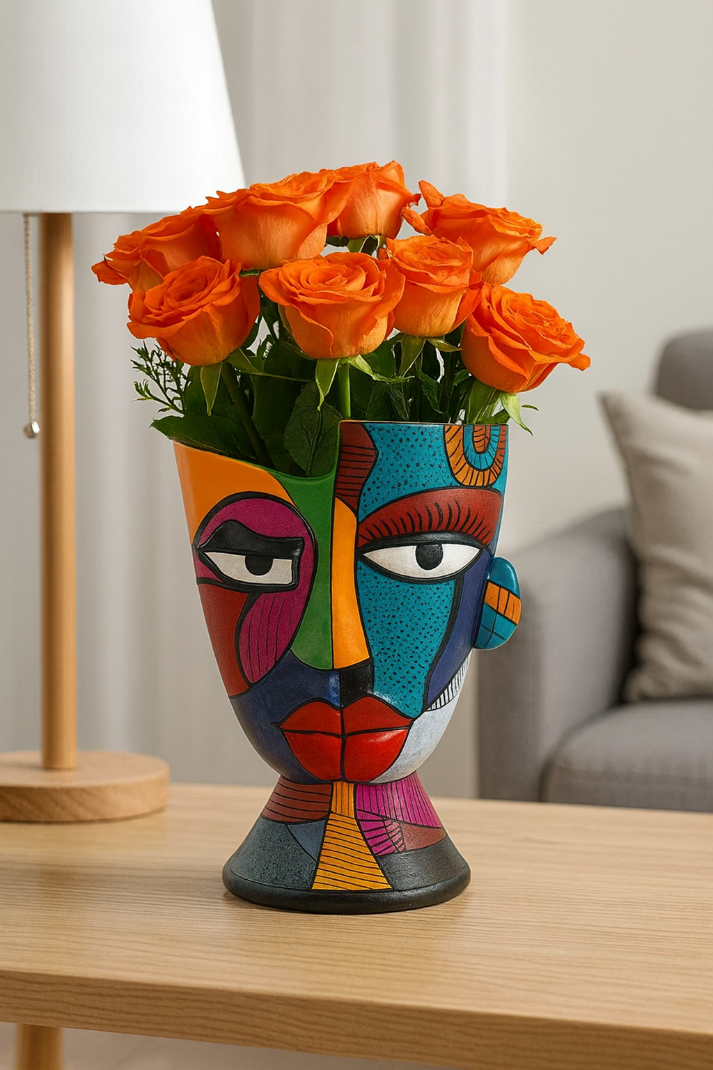 Abstract Face Ceramic Vase