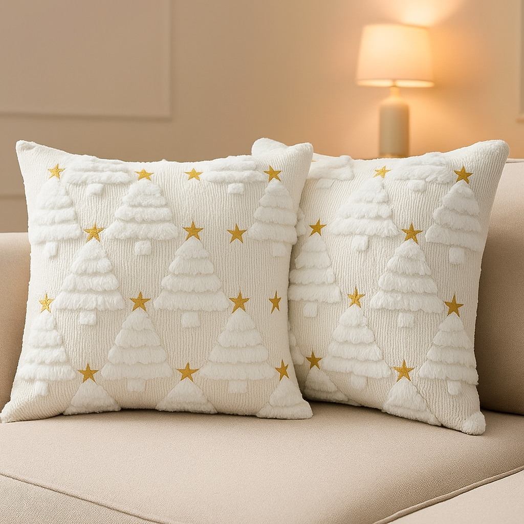 3D White Christmas Tree Throw Pillow Covers