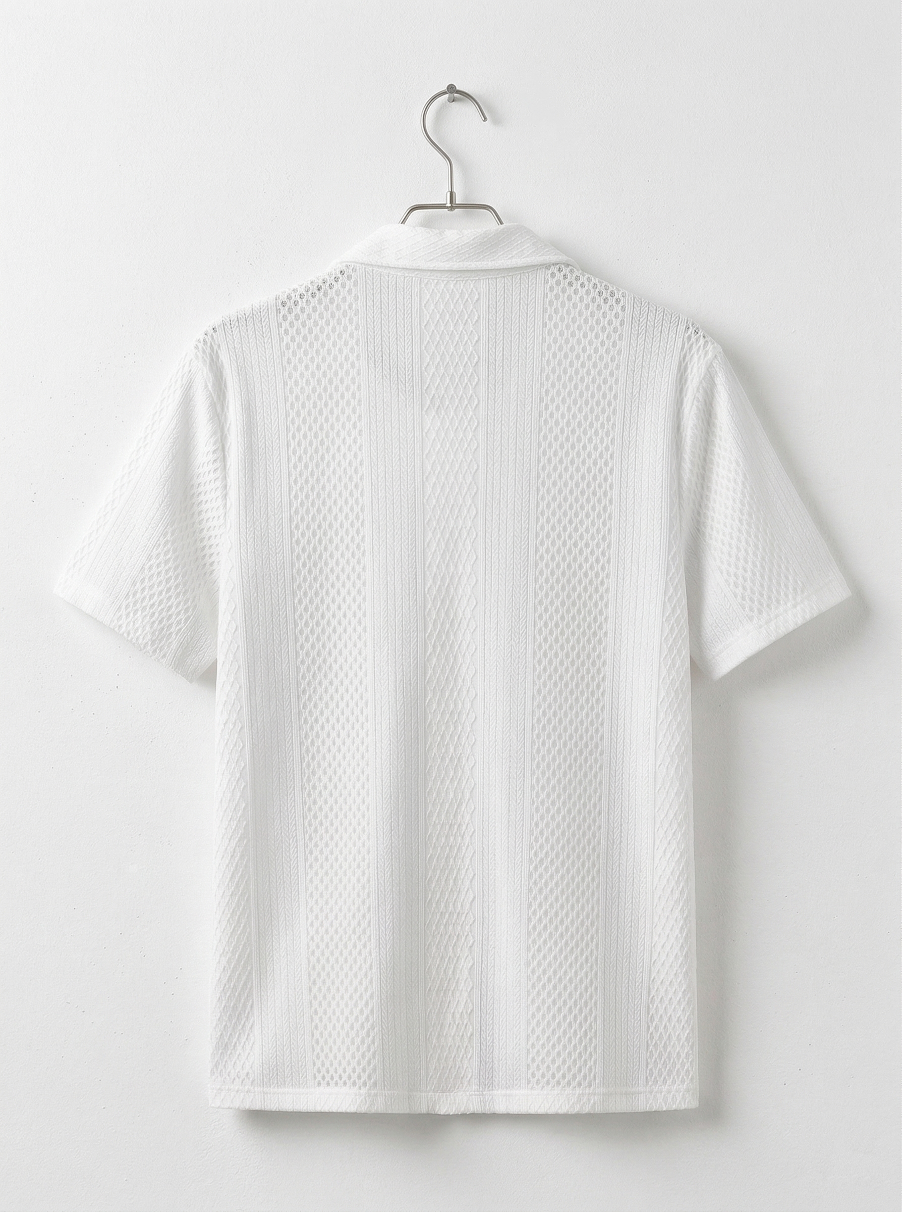 White Textured Short Sleeve Shirt