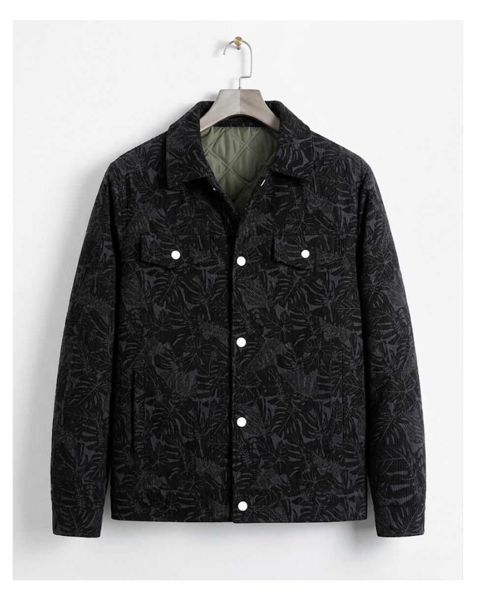 Leaf Print Corduroy Jacket