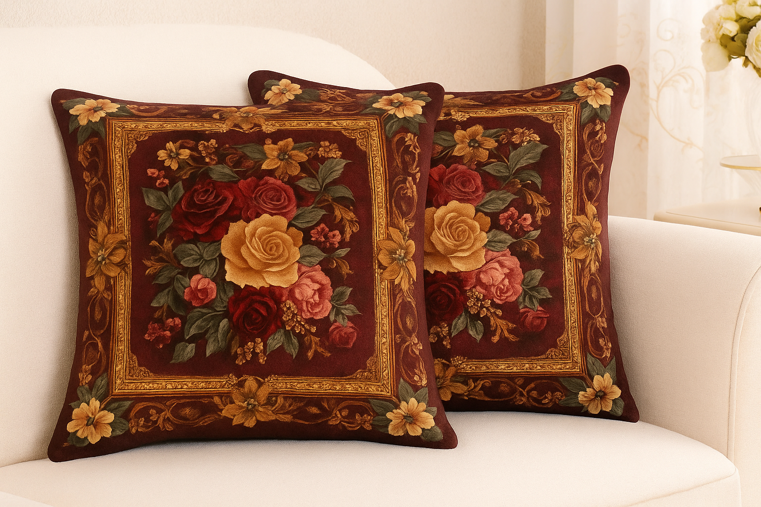 Vintage Floral Baroque Throw Pillow Covers