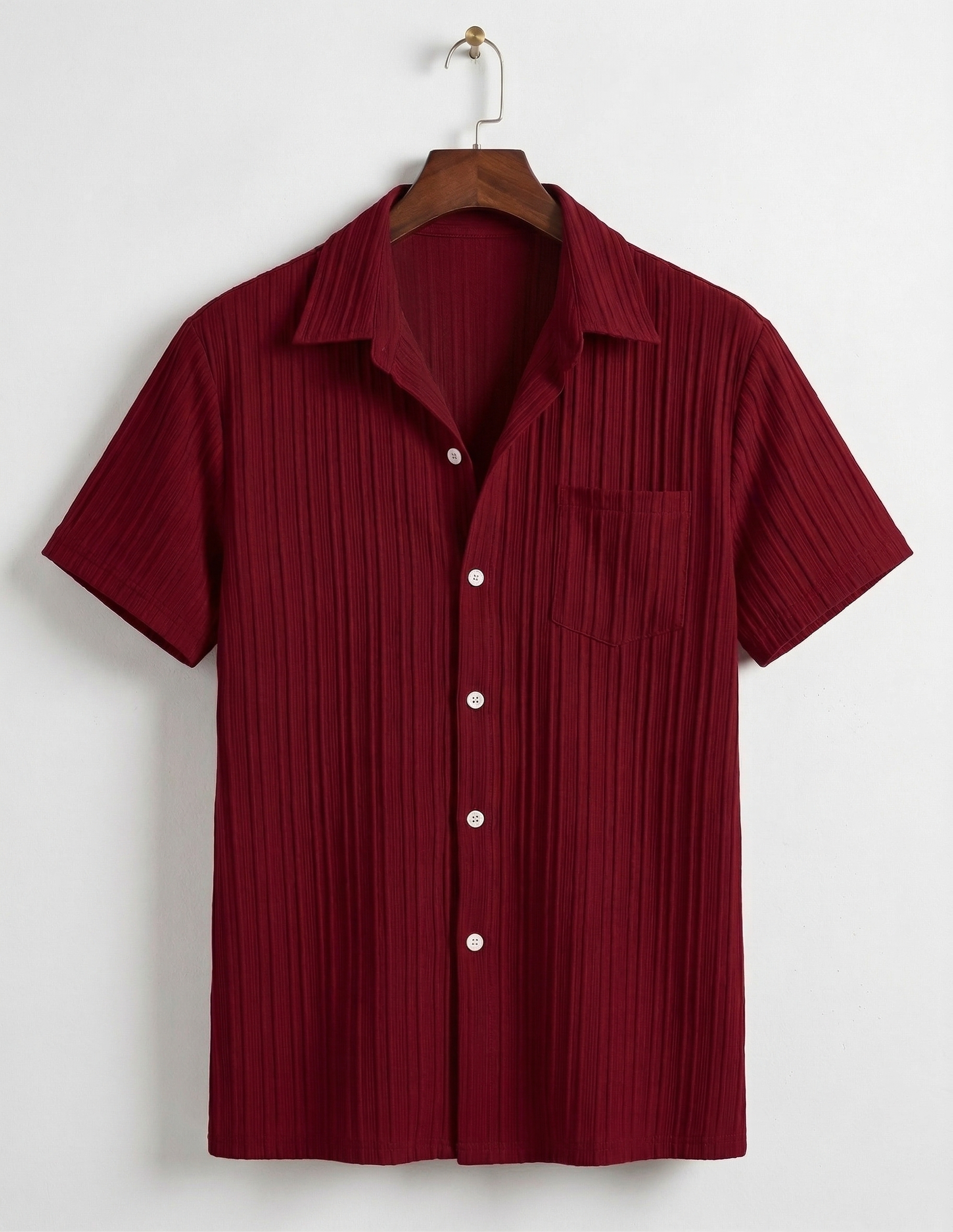 Men's Burgundy Ribbed Shirt