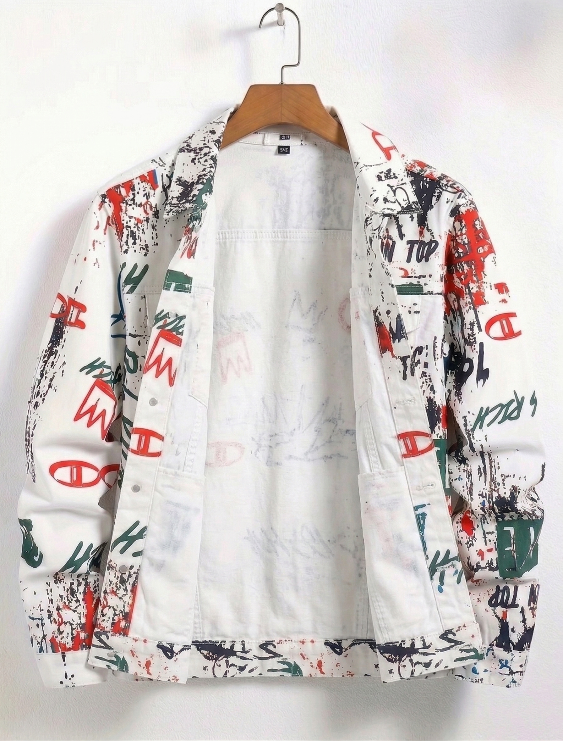 Graffiti Print Denim Jacket