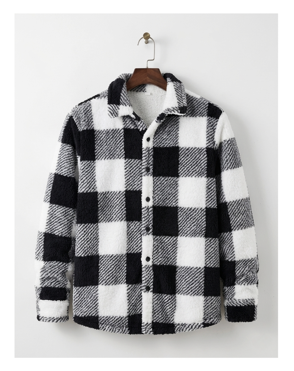 Plaid Fleece Shirt Jacket