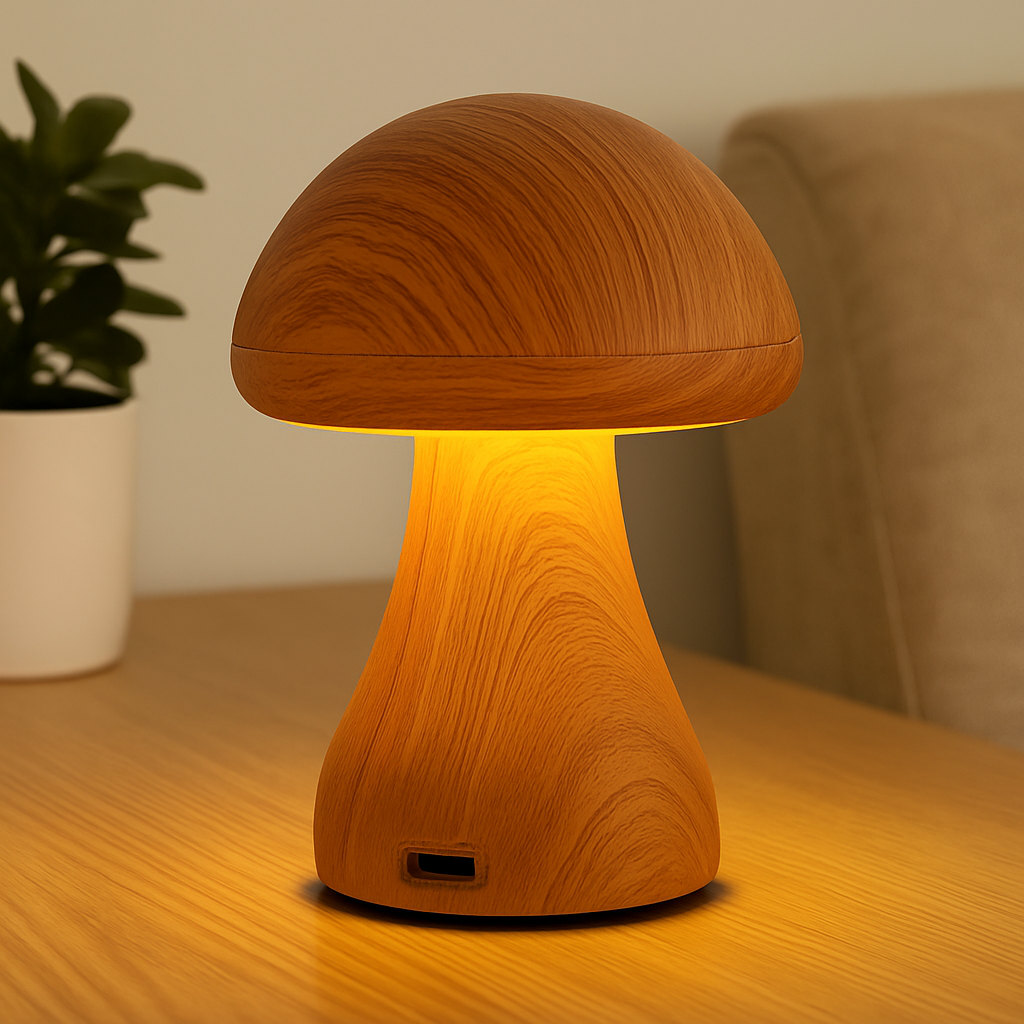 Wooden Mushroom Table Lamp