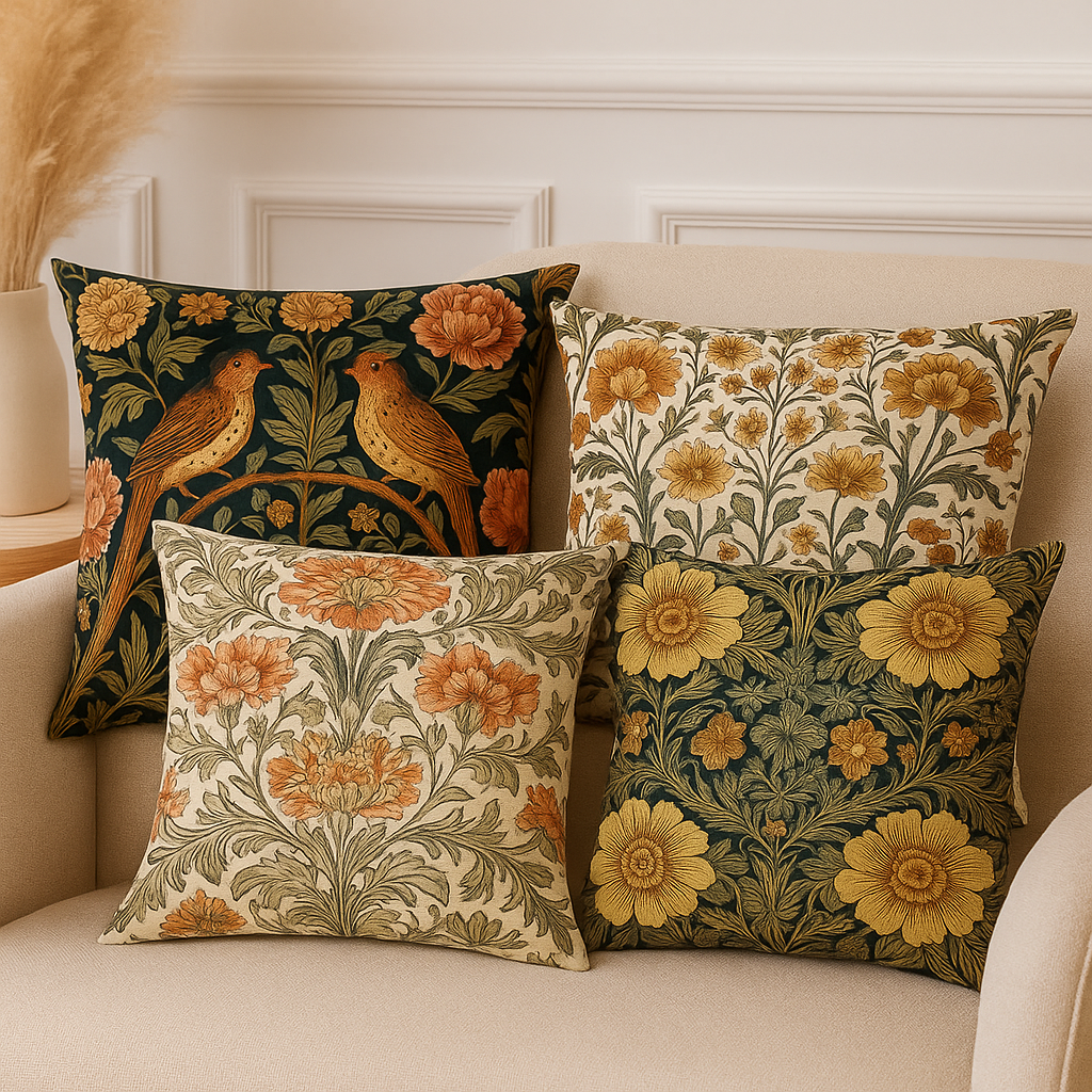 Vintage Floral & Bird Throw Pillow Covers  