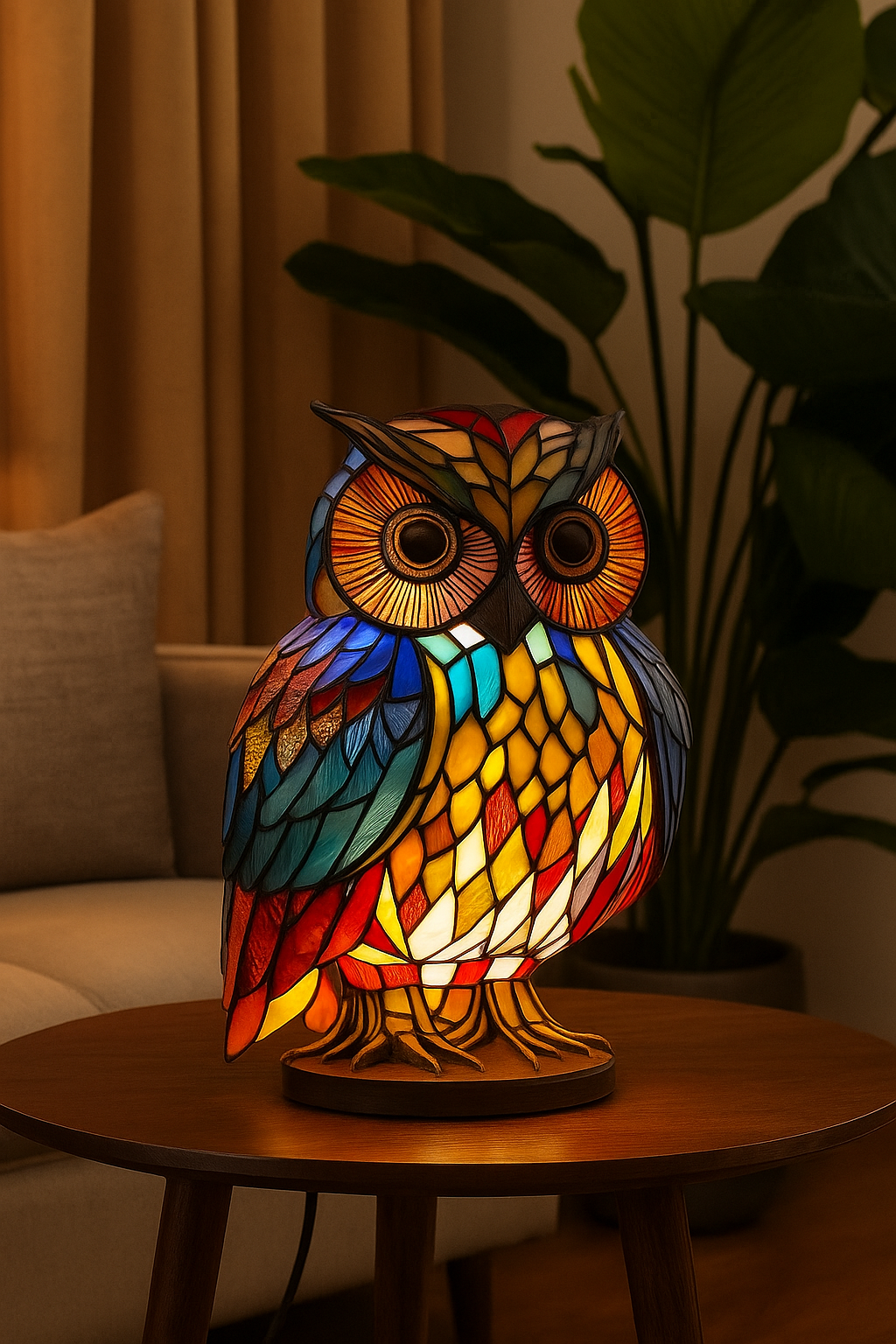Stained Glass Owl Table Lamp