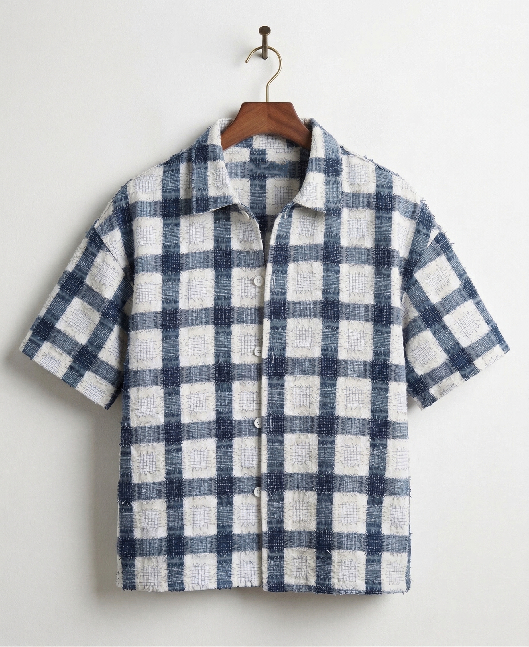 Blue Checked Short Sleeve Shirt