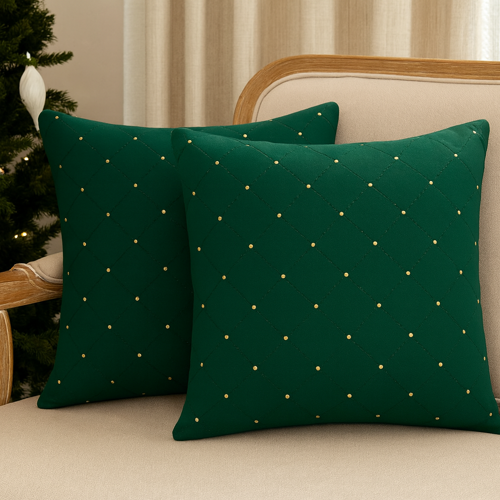Elegant cushion set with gold stud accents