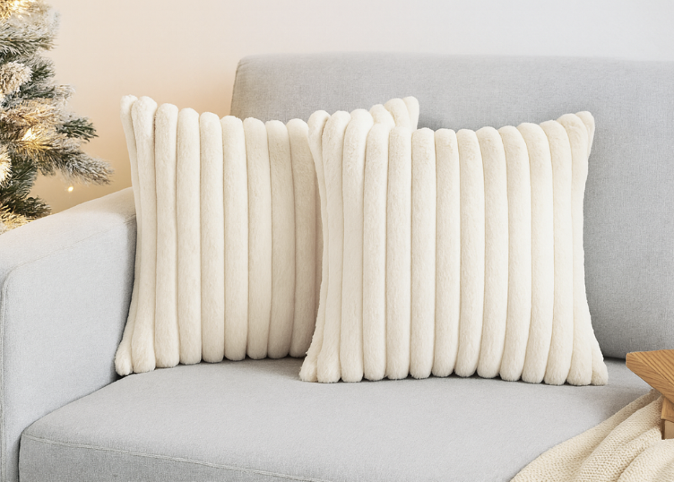 Christmas Vintage Striped Throw Pillow Cover