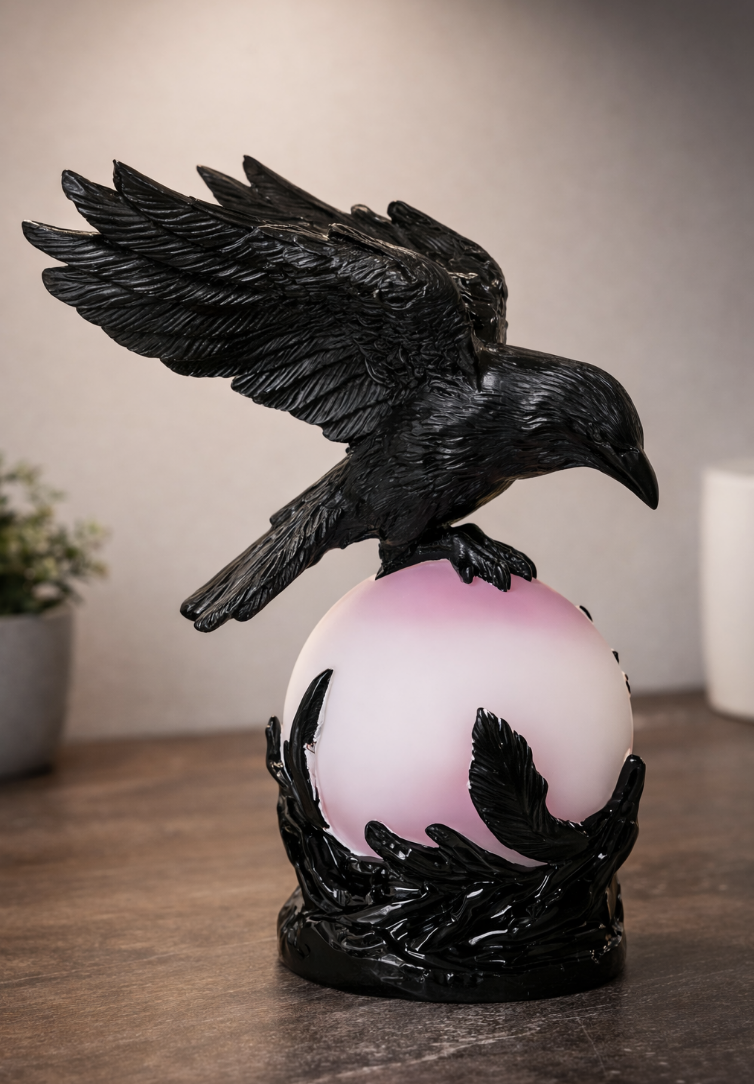 Raven Orb Decorative Sculpture