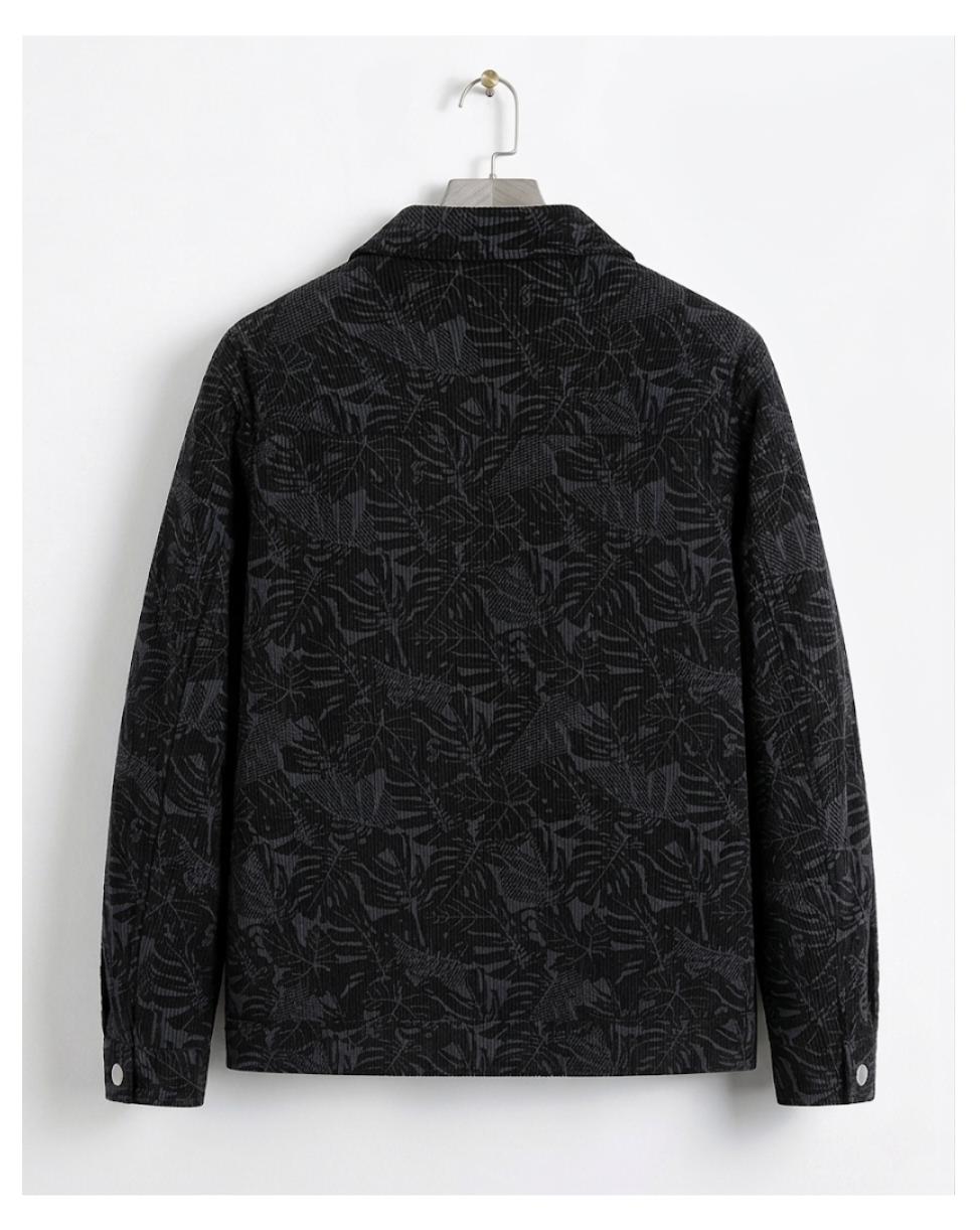 Leaf Print Corduroy Jacket