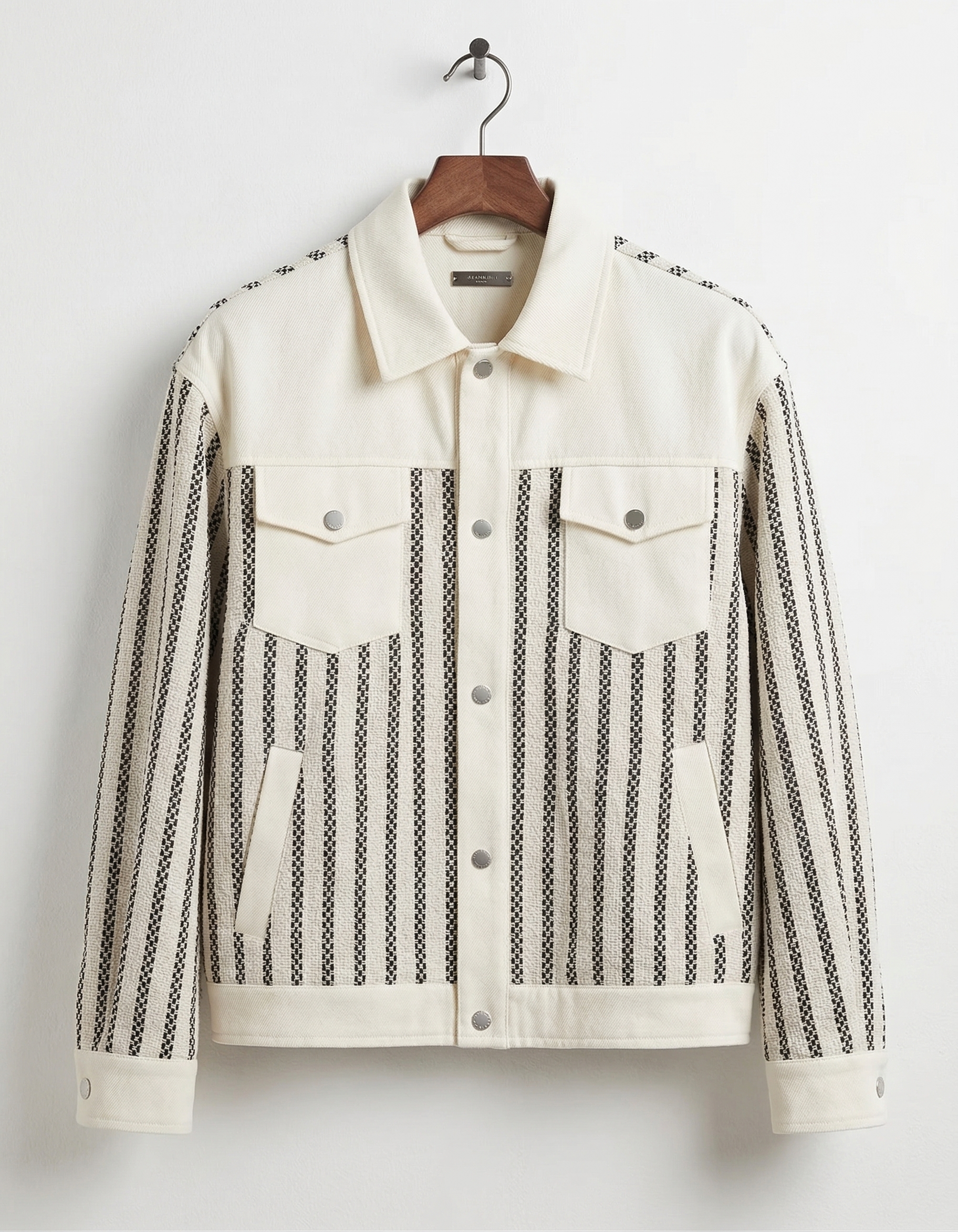 Striped Pattern Denim Jacket