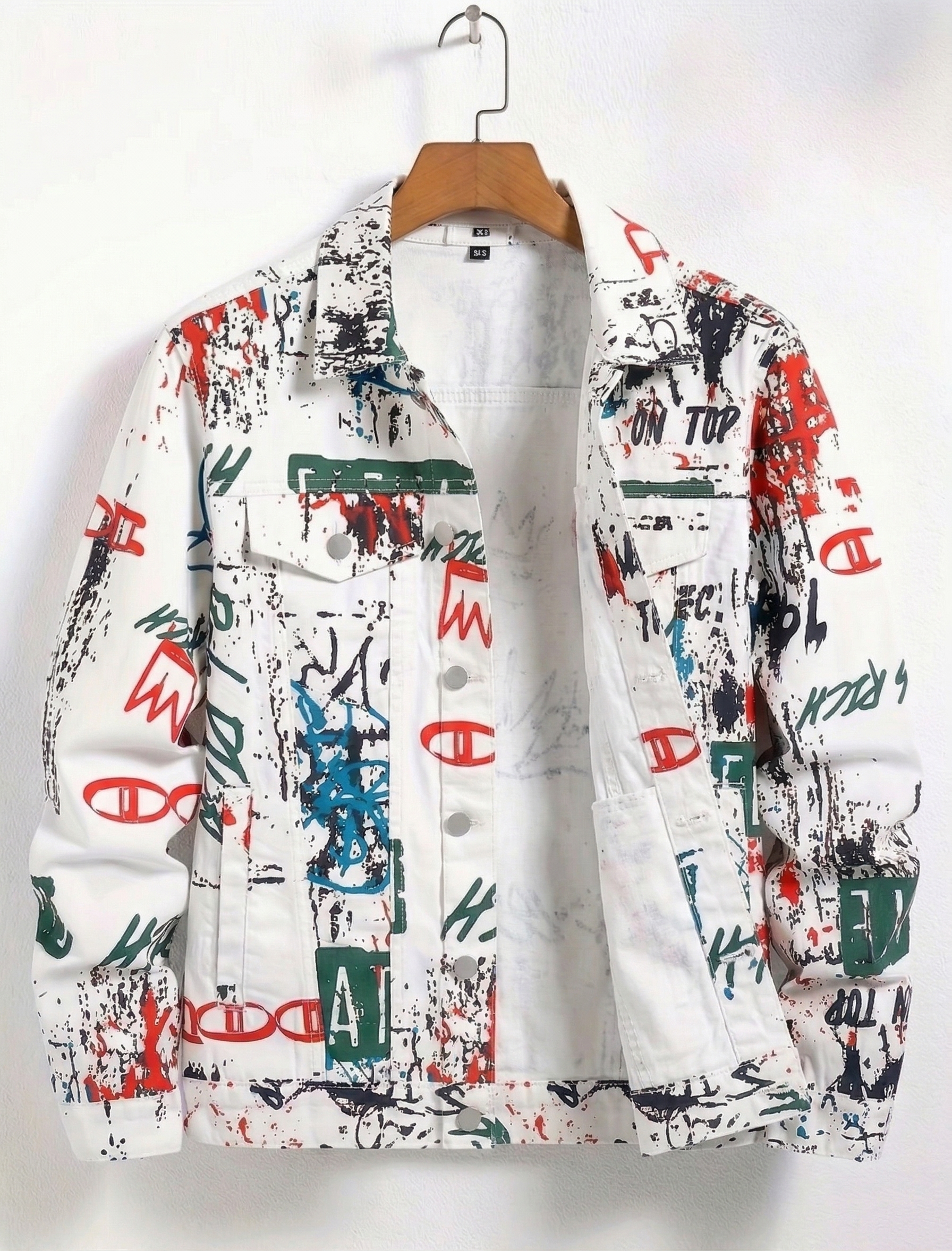Graffiti Print Denim Jacket