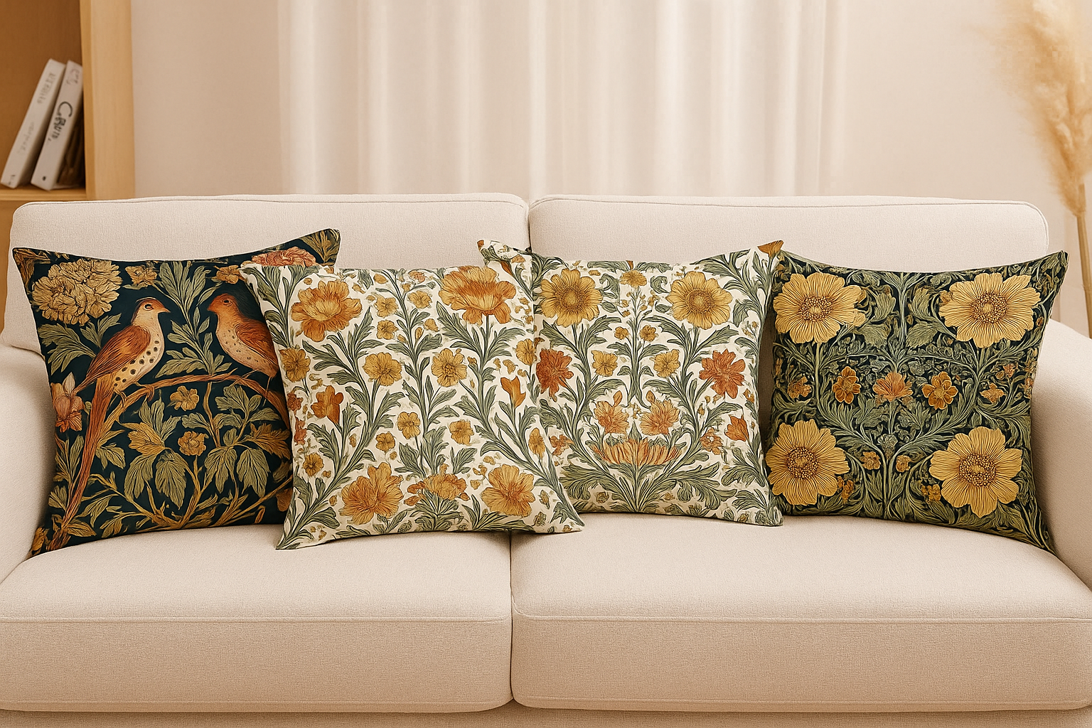 Vintage Floral & Bird Throw Pillow Covers