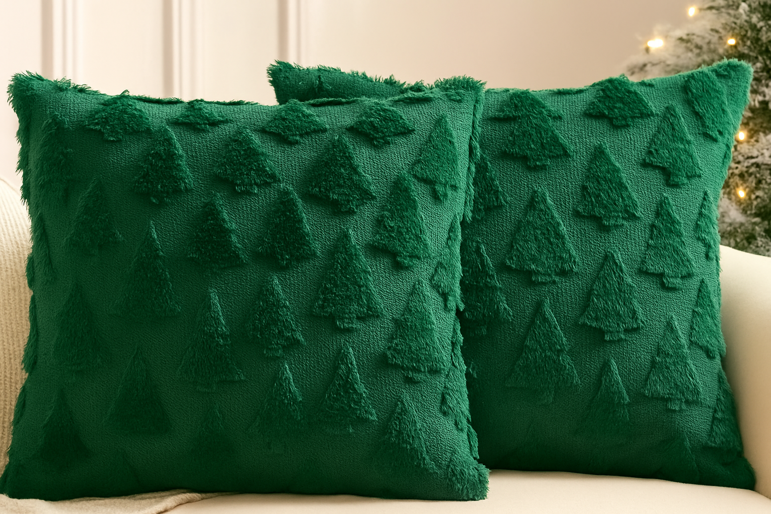 Green Christmas Tree Throw Pillows