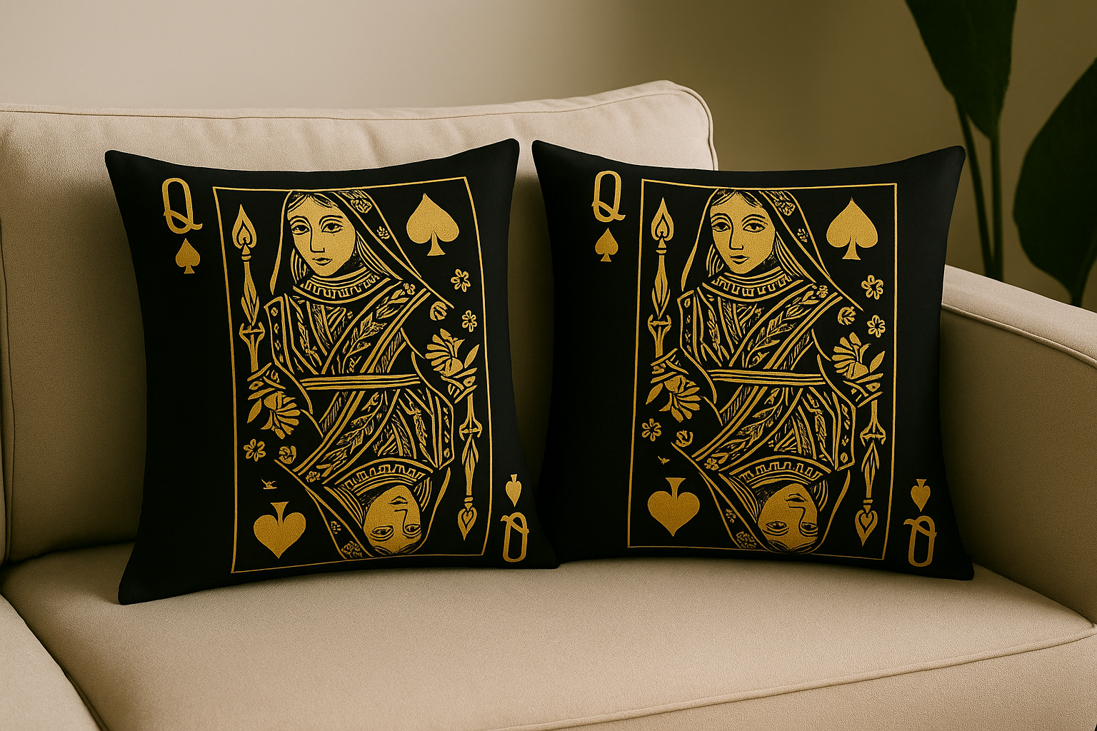 Queen of Spades Decorative Throw Pillow Covers