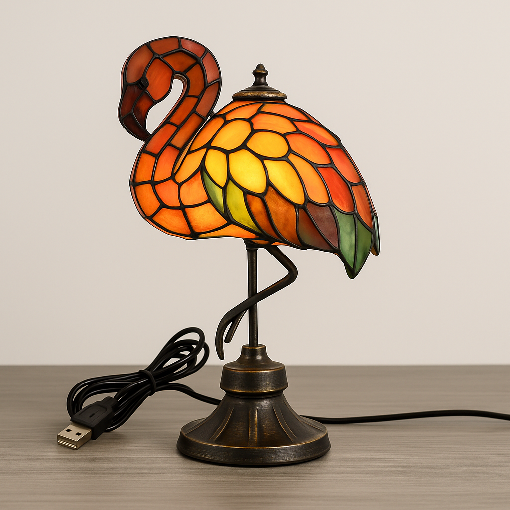 Tiffany-Style Flamingo USB  Lamp  