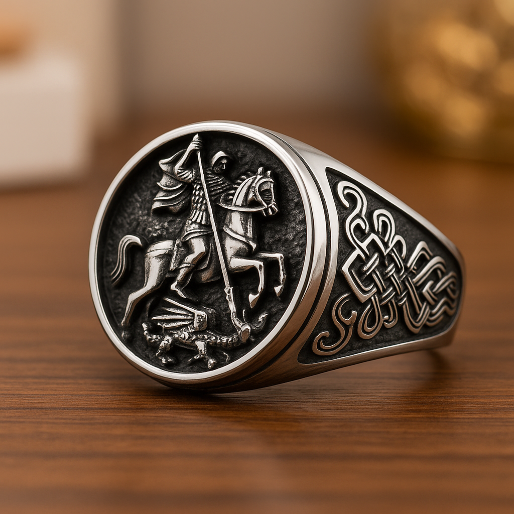 Saint George Silver Signet Ring