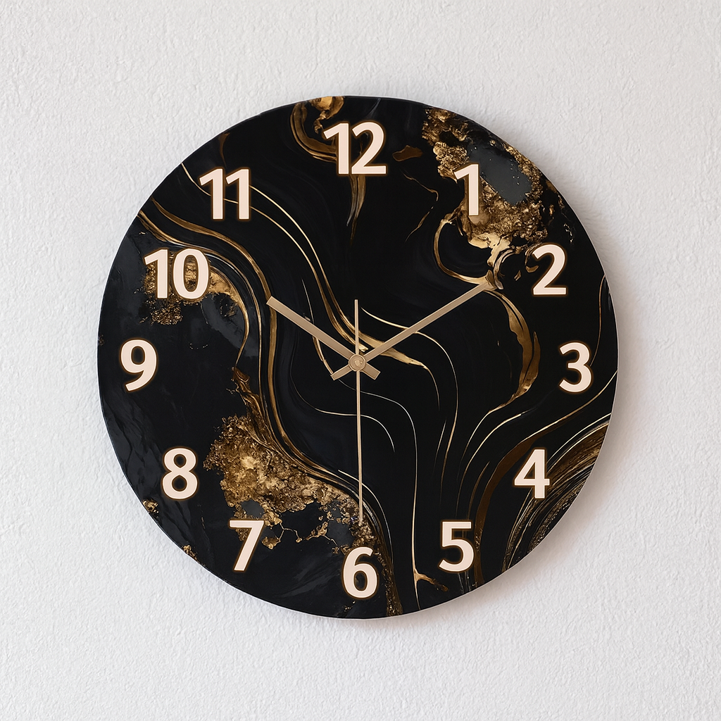 Black Marble Wall Clock