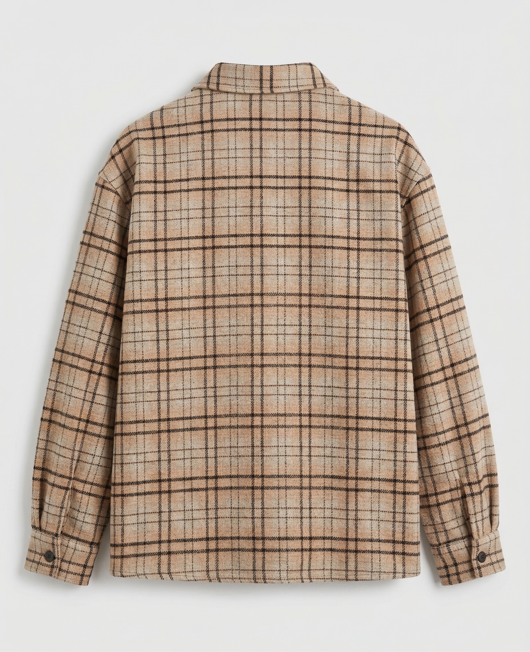 Tan Plaid Button-Up Shirt