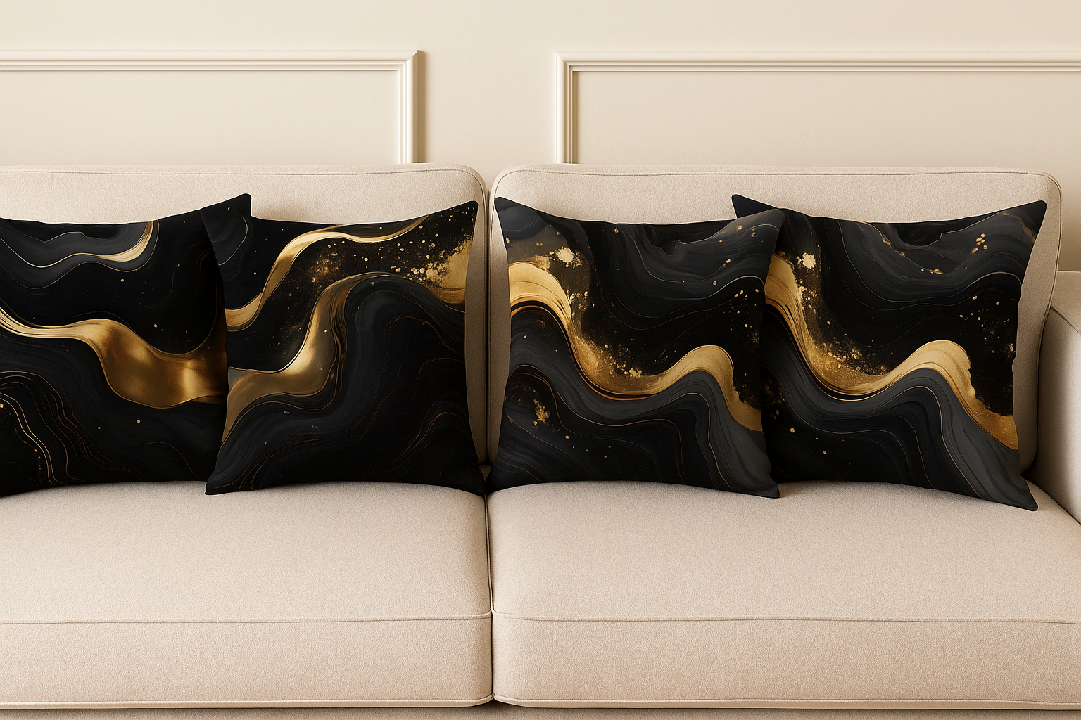 Luxury Black and Gold Decorative Pillows