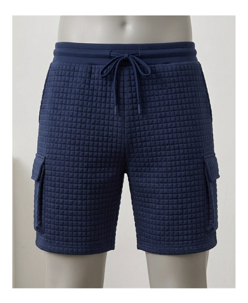 Quilted White Cargo Shorts