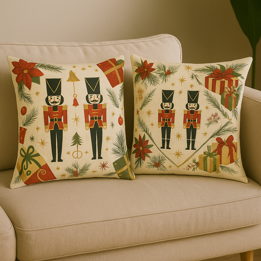 Holiday Nutcracker Decorative Pillow Set