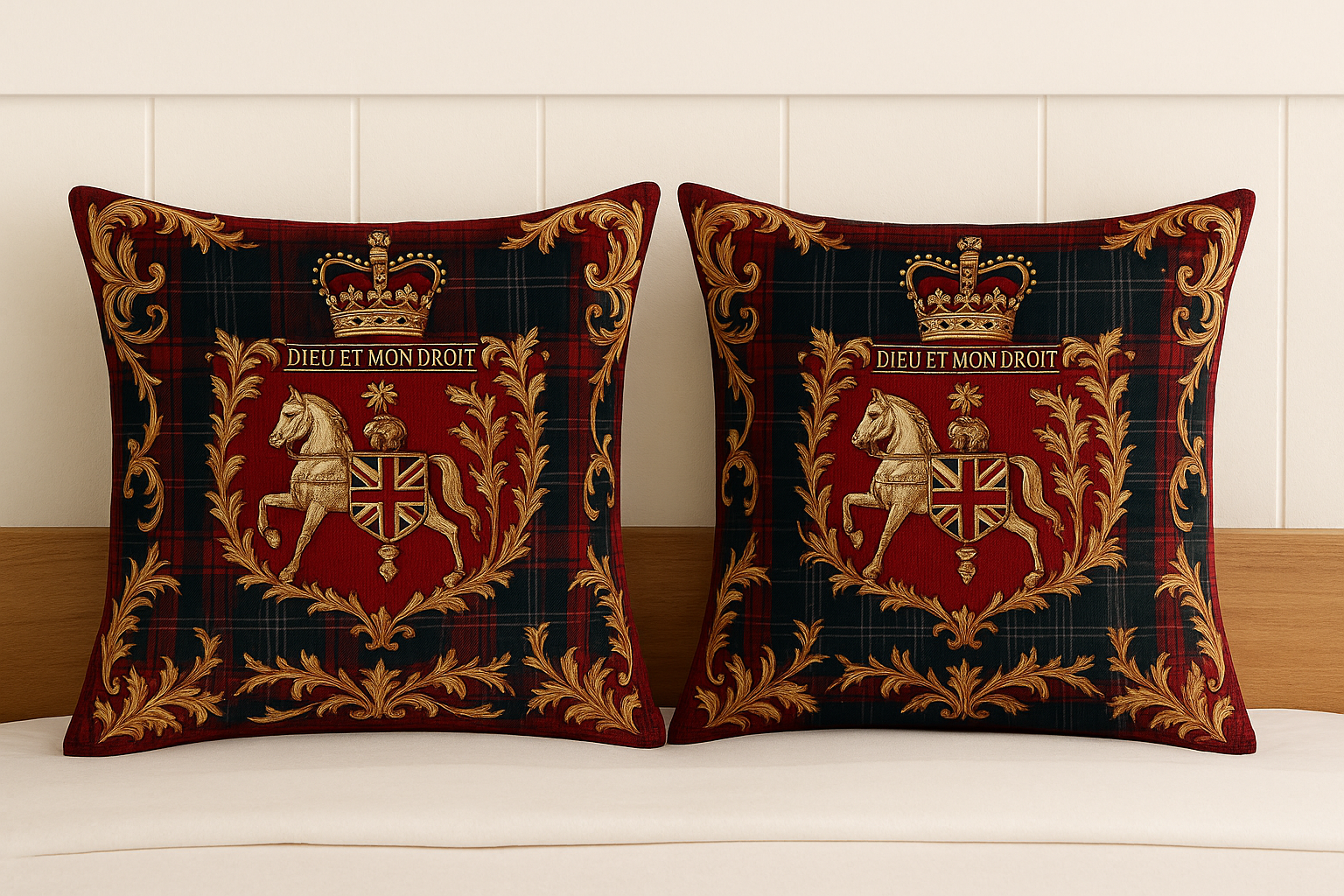 Royal Crest Horse Emblem Pillow Covers
