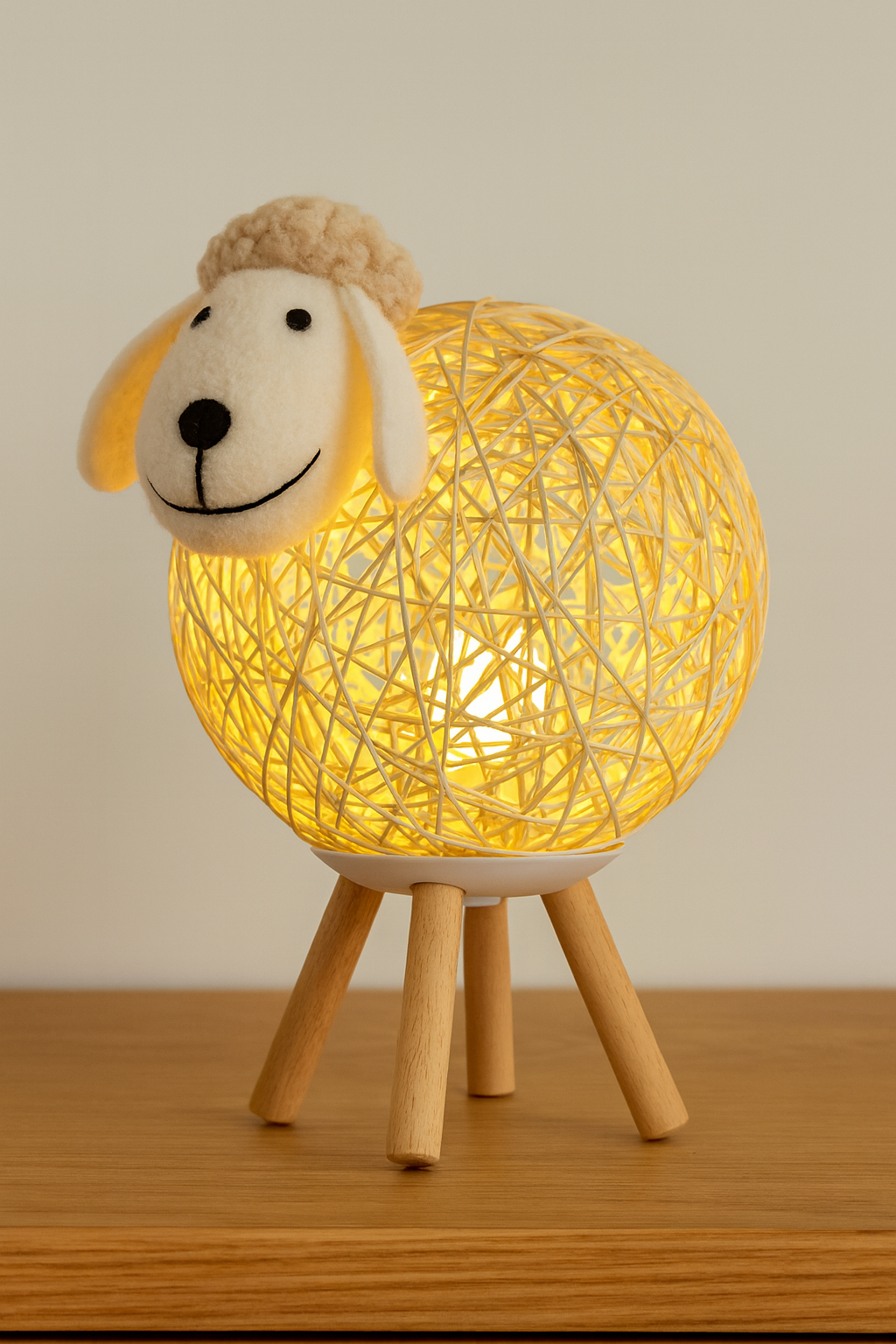 Whimsical Bamboo Sheep Night Light 