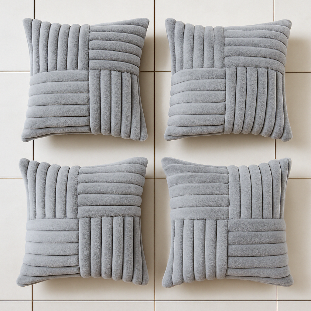 Soft Plush Faux Fur Striped Pillow Covers