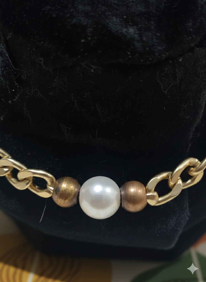 ​🥇 Collar "El Banquero" - Cadena Cubana con Toque Perla