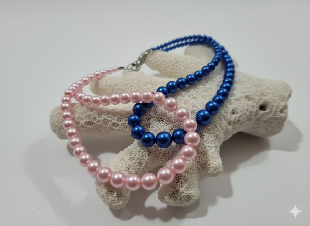 ​🦄 Collar "Bubblegum Pop" - Doble Hebra Bicolor Rosa y Azul
