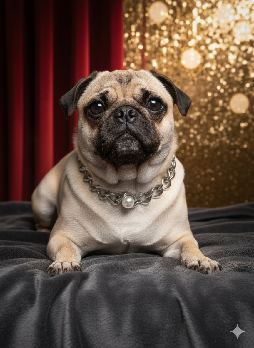 Collar "Diva Canina/Felina" con Perla y Eslabones de Cadena