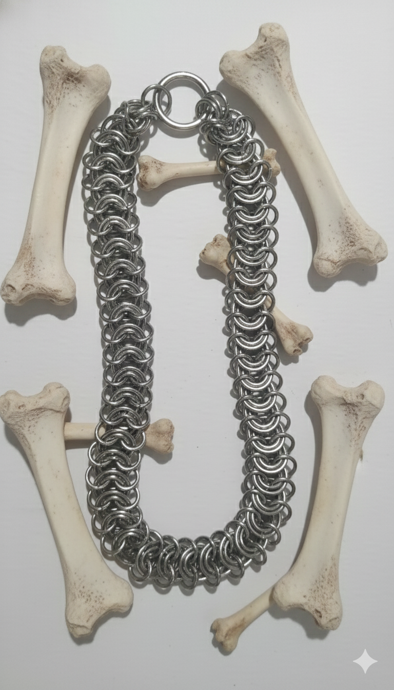 ​"Collar de Cota de Malla Gladiador Moderno: La Armadura de Lujo para la Tiranía Doméstica"