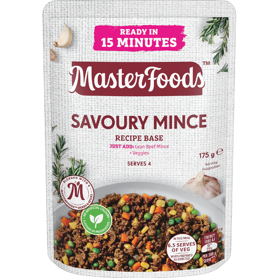 Base de recette Savoury Mince MasterFoods