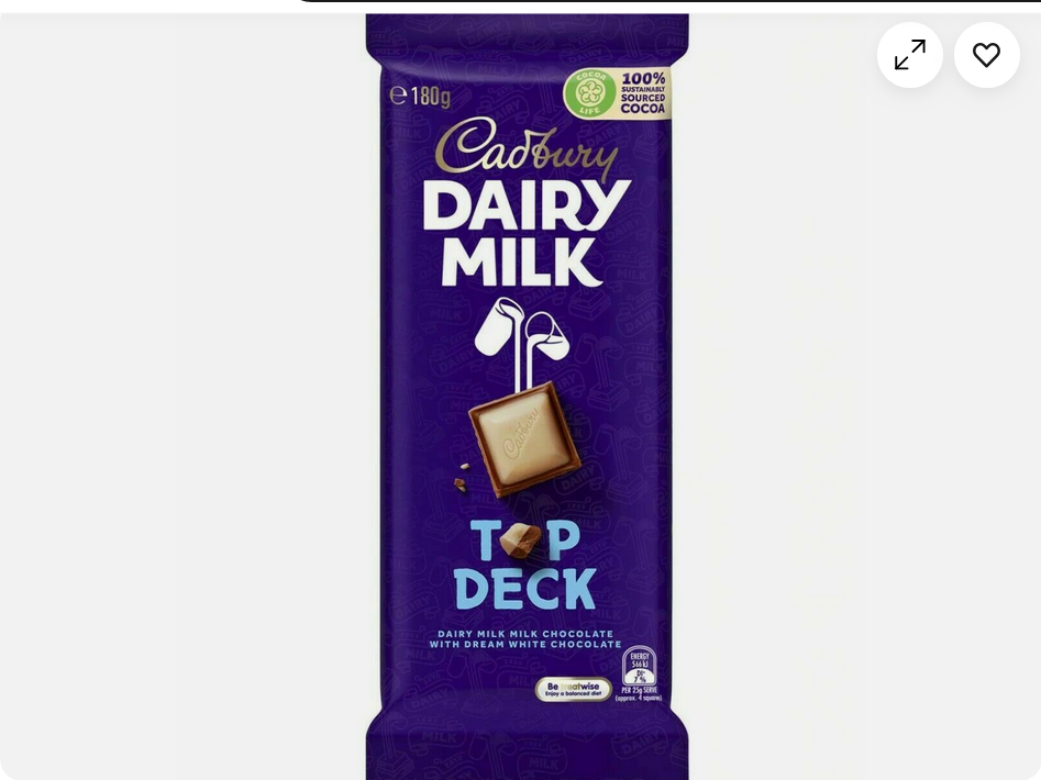 Tablette de chocolat Cadbury Dairy Milk Top Deck
