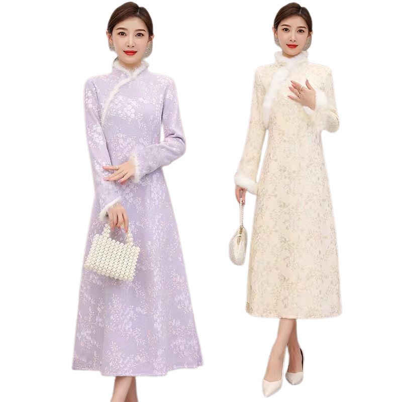 Elegant Floral Cheongsam Dress