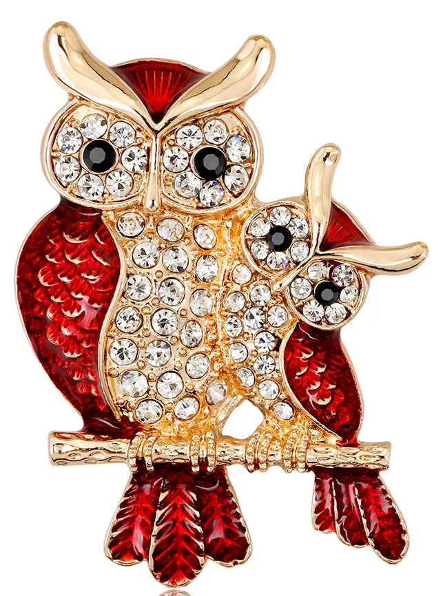 Owl Crystal Brooch