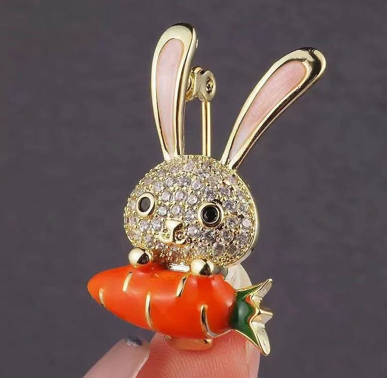Crystal Bunny Brooch