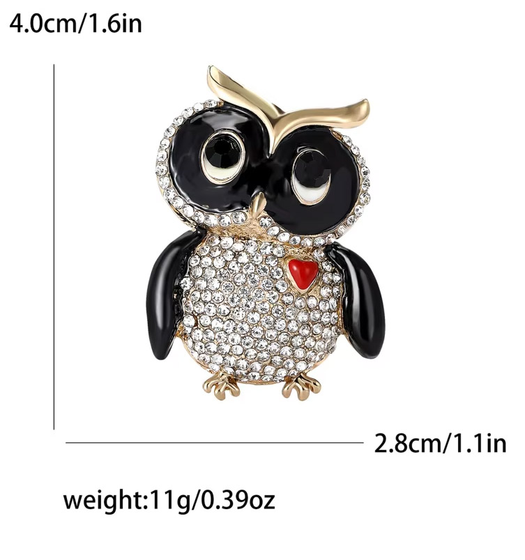 Crystal Owl Brooch