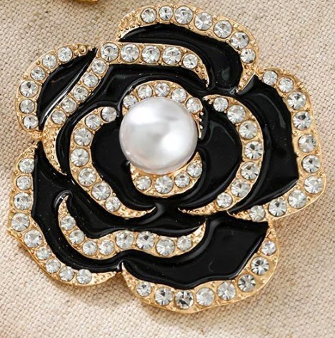 Elegant Black Rose Brooch