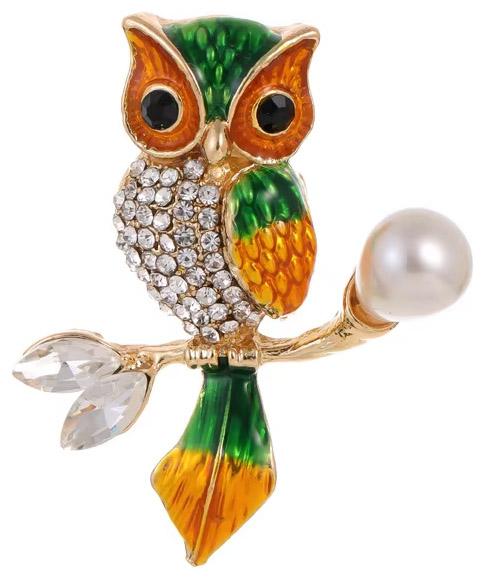 Crystal Owl Brooch