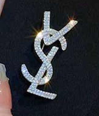 Crystal Logo Brooch
